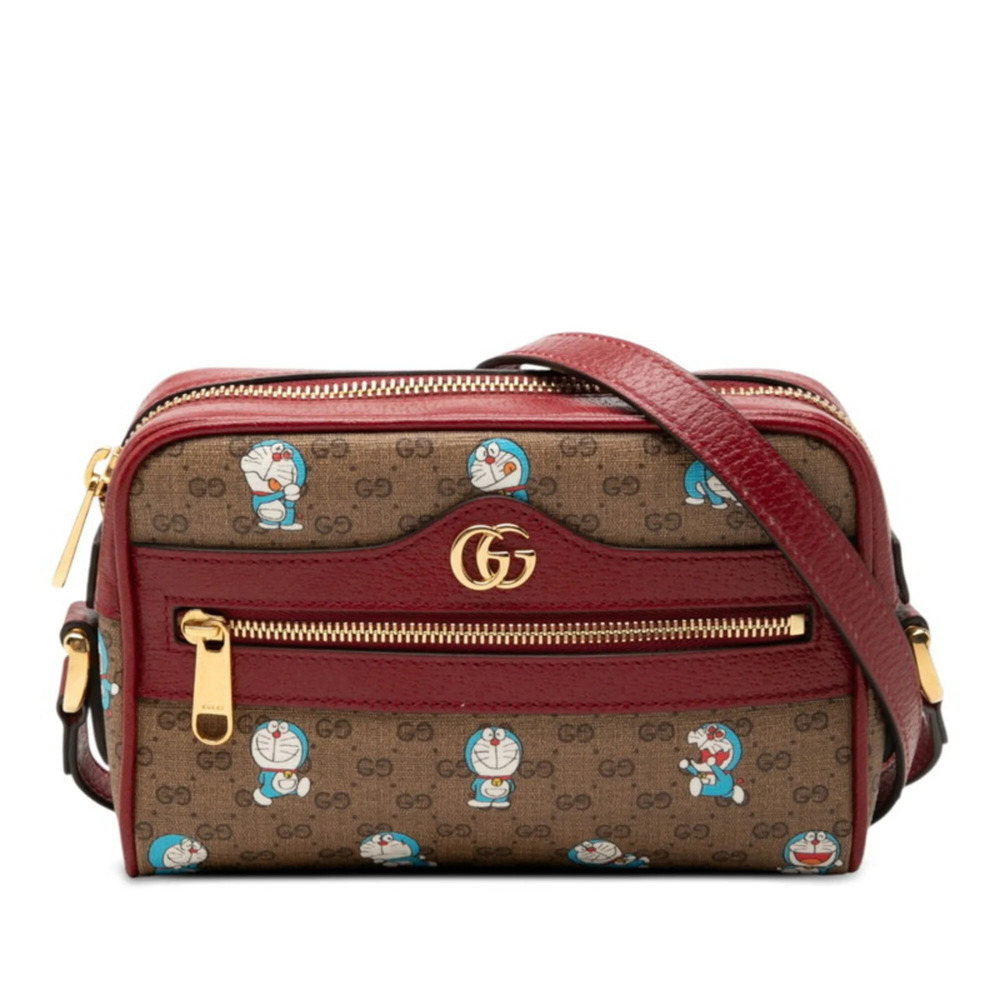 Gucci x Doraemon GG Supreme Crossbody Mini Shoulder Bag 647784 Brown Bordeaux...